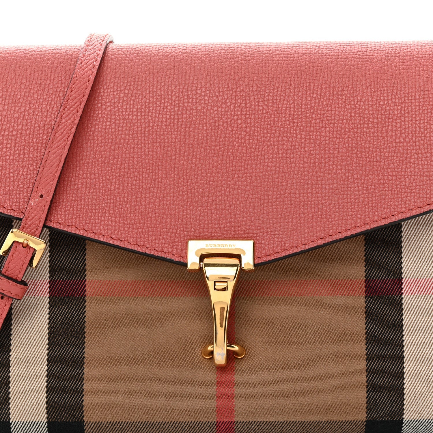 Derby Calfskin House Check Small Macken Crossbody Bag Copper Pink