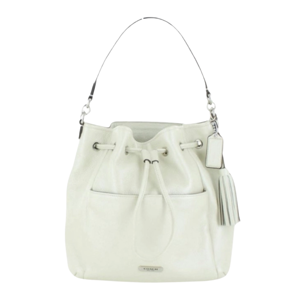 COACH Avery Leather Shoulder Bag Pearl/Ivory #F27003