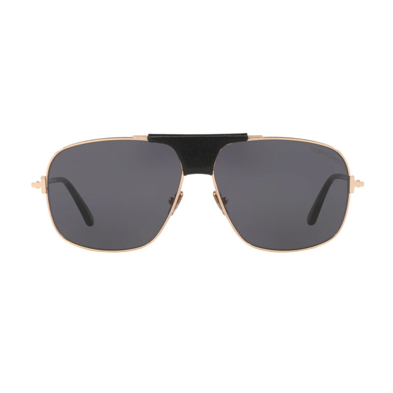 Tom Ford Sunglasses Aviator Full Rim, Shiny Rose Gold Frame and Smoke Lens FT109628A
