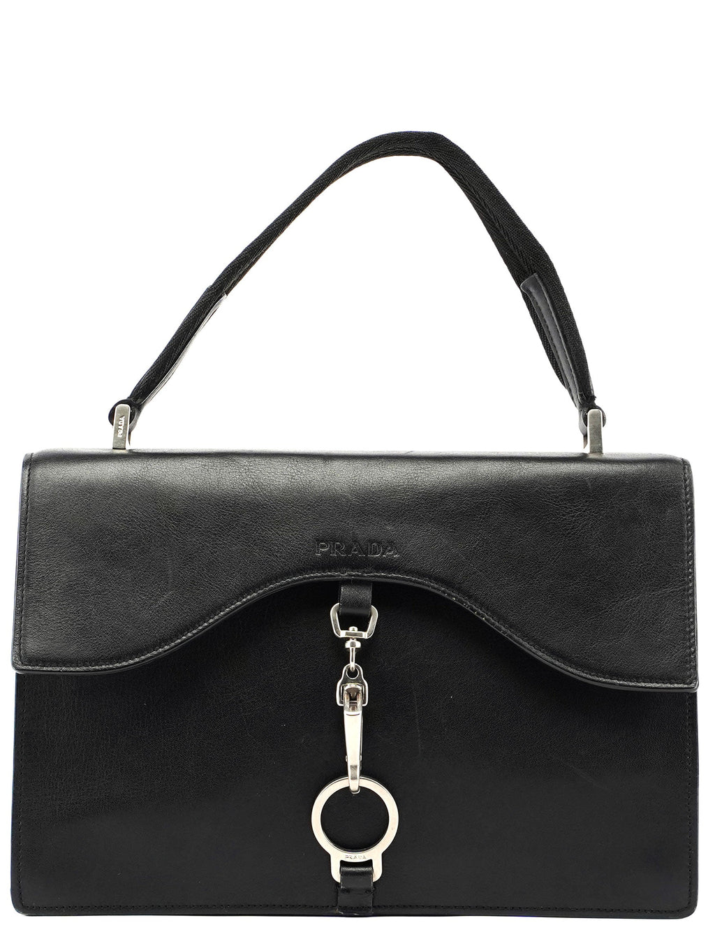 Black Leather Top Handle Bag