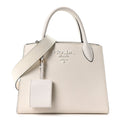 Saffiano Cuir Calfskin Small Monochrome Top Handle Tote White