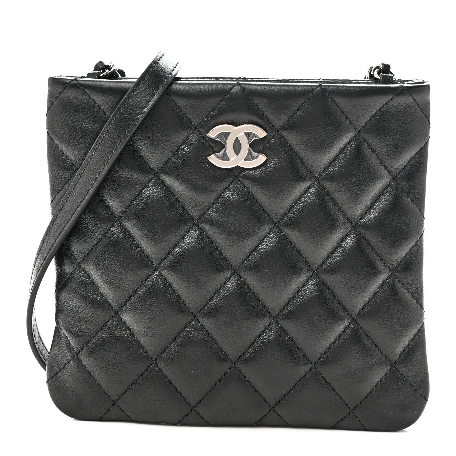 Lambskin Quilted Uniform Crossbody Bag Black