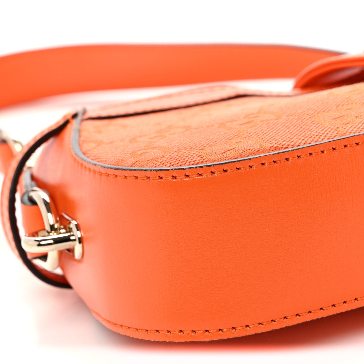Calfskin Monogram Mini Moon Side Shoulder Bag Orange