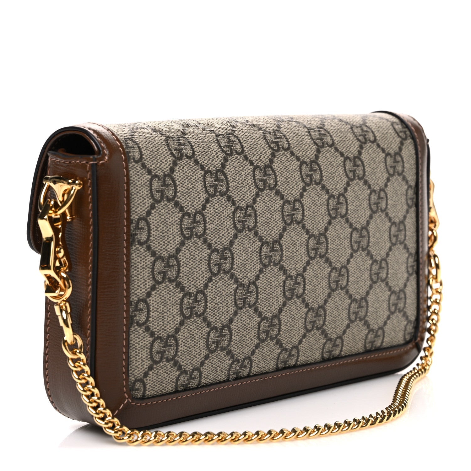GG Supreme Monogram Azalea Calfskin Horsebit 1955 Mini Bag Beige Ebony Brown Sugar