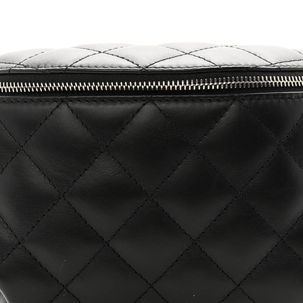 Calfskin Quilted Uniform Waist Belt Bag Black