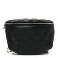 Calfskin Quilted Waist Belt Bag Black