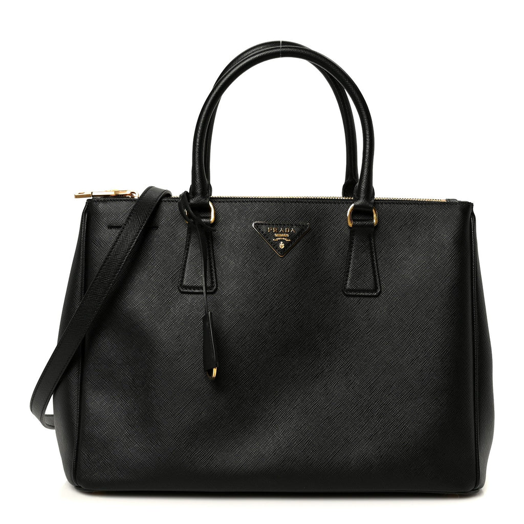 Saffiano Lux Large Galleria Double Zip Tote Black