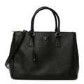 Saffiano Lux Large Galleria Double Zip Tote Black