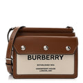 Smooth Calfskin Canvas Horseferry Print Mini Title Bag with Pocket Natural Malt Brown