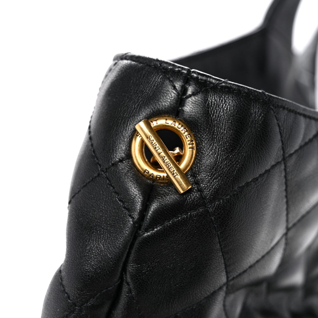 Lambskin Quilted Maxi Icare Shopping Tote Black