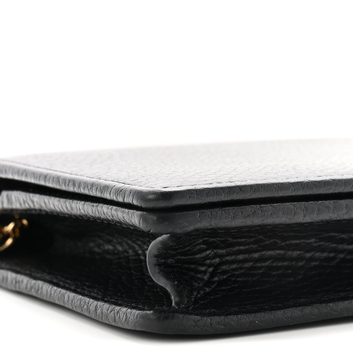 Calfskin Mini GG Marmont Chain Wallet Black