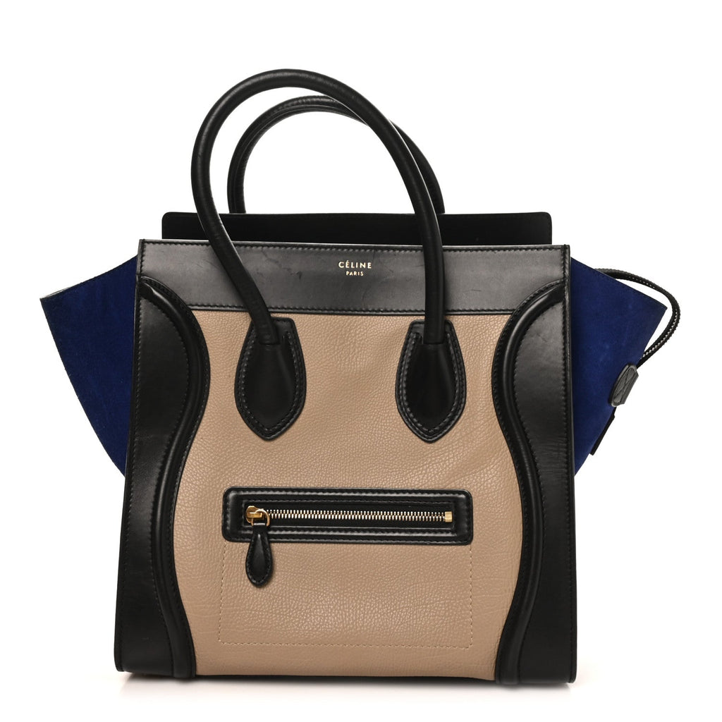 Elephant Calfskin Suede Mini Tri-Color Luggage Sand