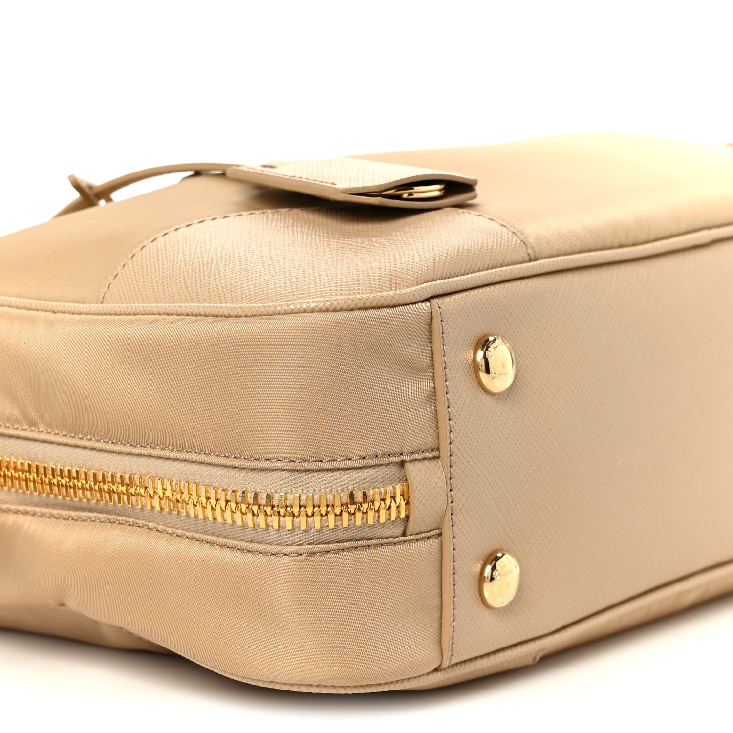 Re-Nylon Saffiano Medium Re-Edition 1978 Two Handle Bag Cammello