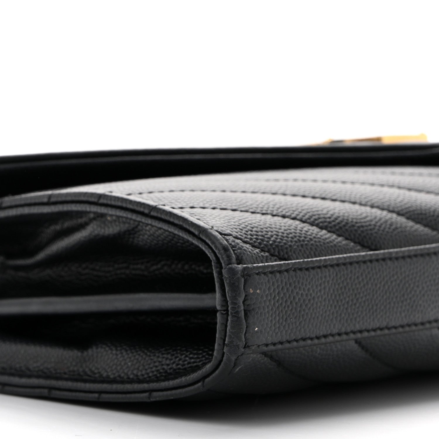 Grain De Poudre Matelasse Chevron Monogram Chain Wallet Black