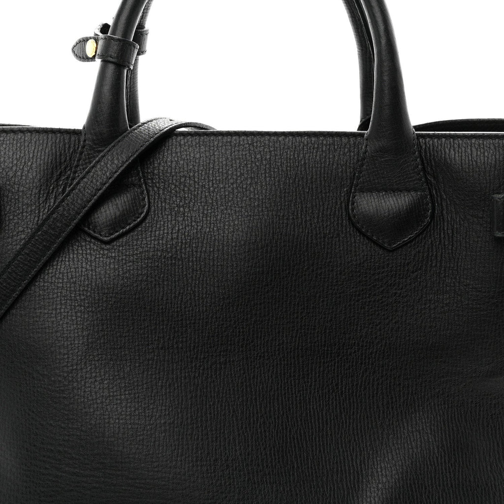 Grainy Calfskin House Check Medium Banner Tote Black