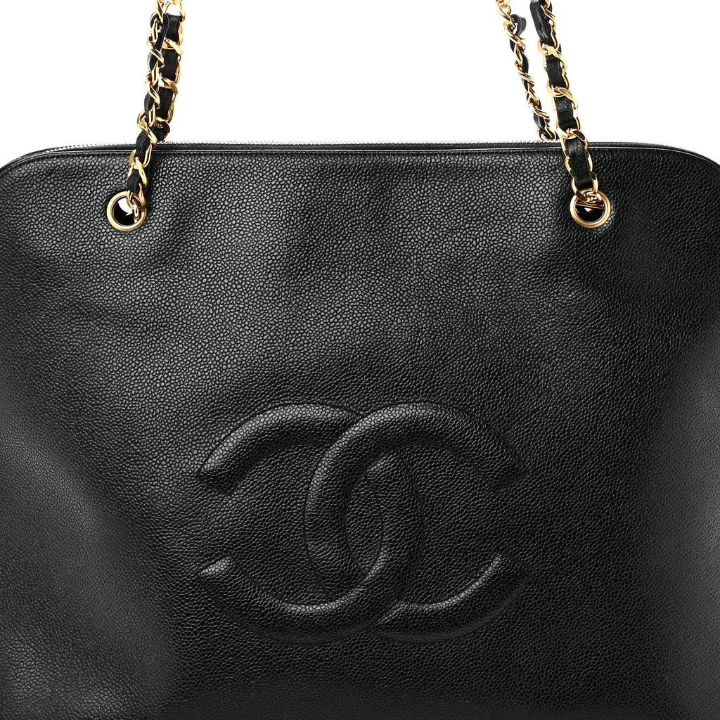 Caviar Large CC Shoulder Bag Black