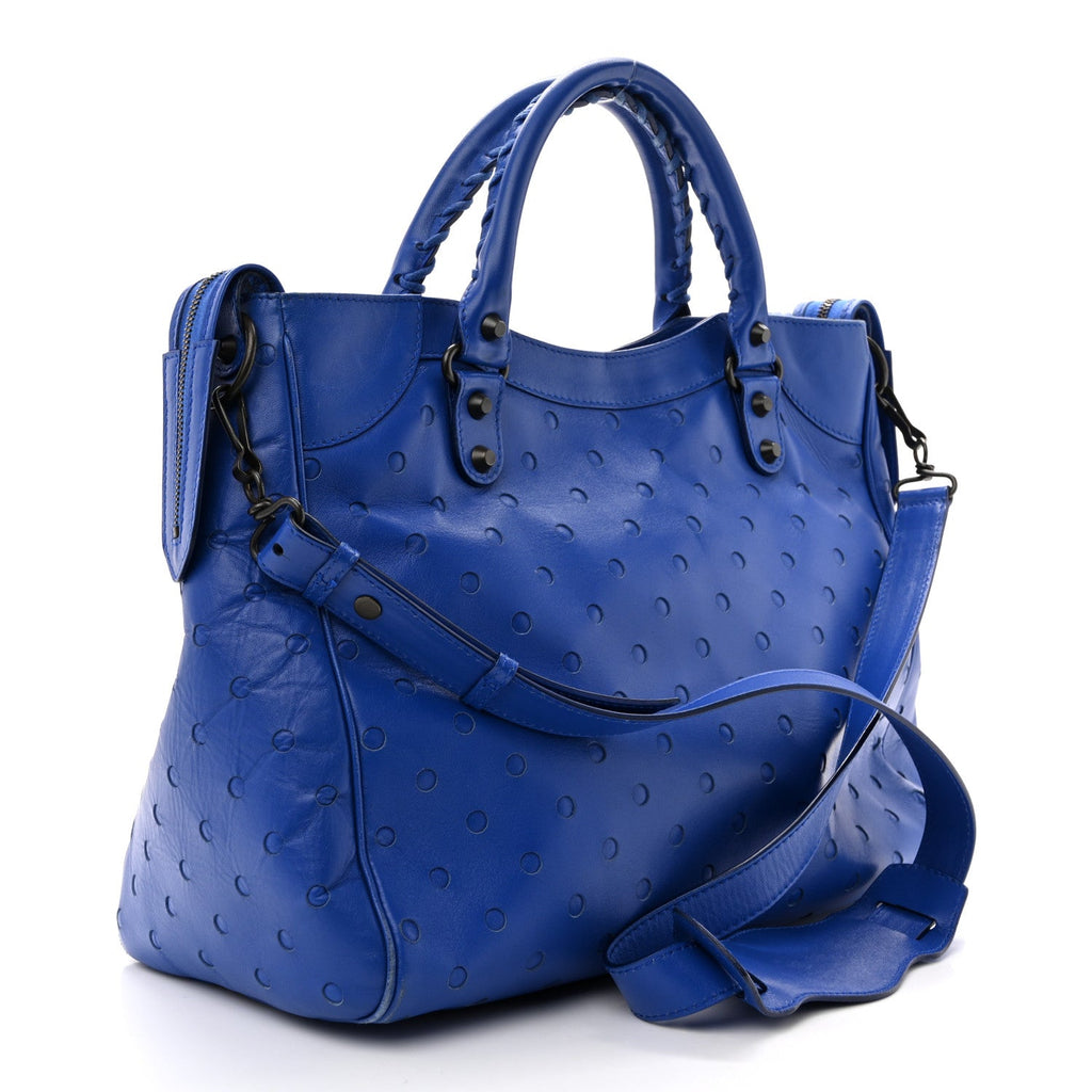 Perforated Lambskin Polka Dots Classic Hardware Velo Blue