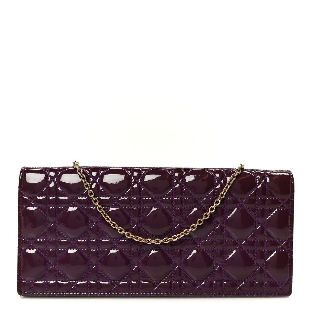 Patent Cannage Lady Dior Convertible Clutch Purple
