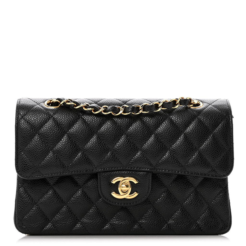 Caviar Quilted Small Double Flap Black