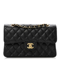 Caviar Quilted Small Double Flap Black