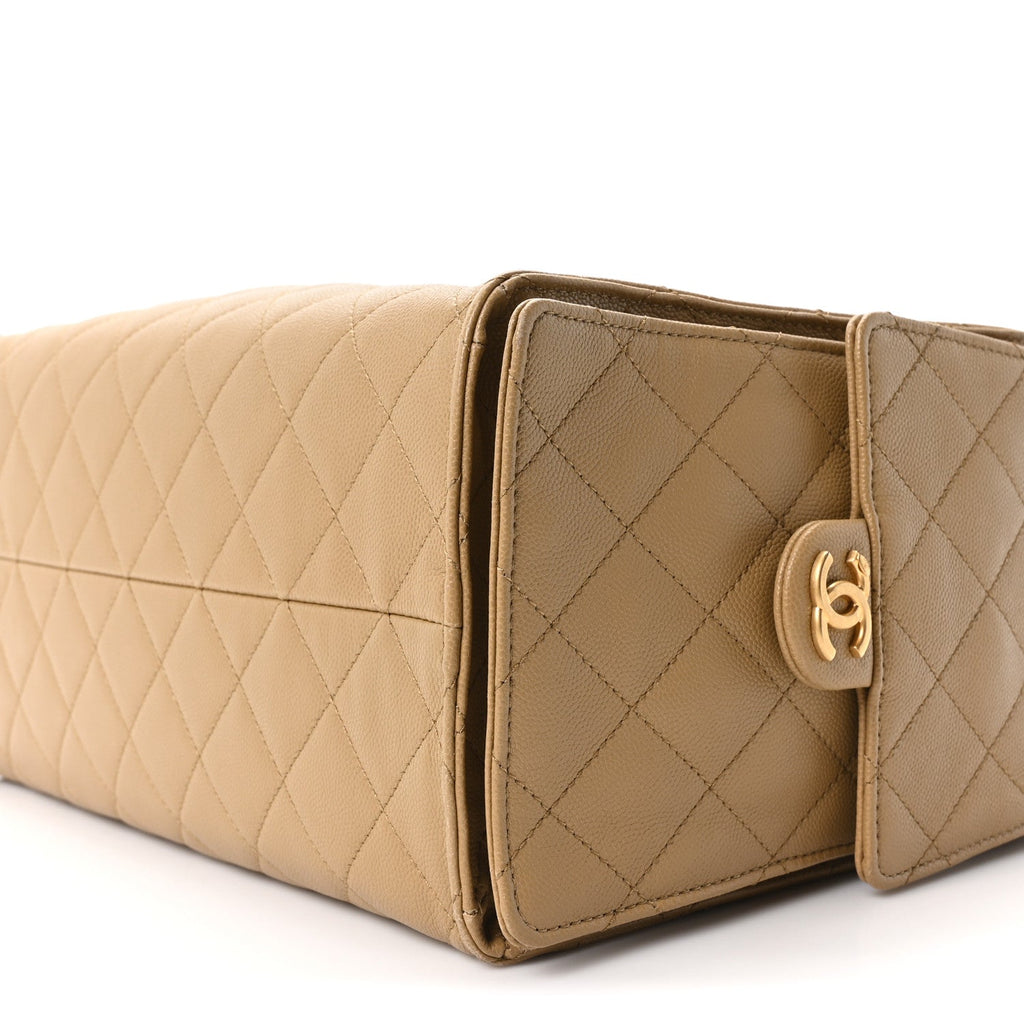 Caviar Quilted Medium Chanel 25 Handbag Dark Beige