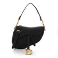 Grained Calfskin Saddle Bag With Strap Black