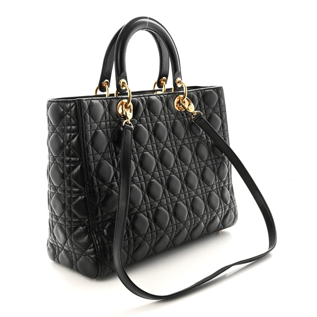 Lambskin Cannage Large Lady Dior Black
