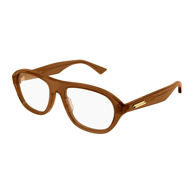 Bottega Veneta Eyeglasses Square Full Rim, Light Brown Frame and Clear Demo Lens Lens BV1131O003