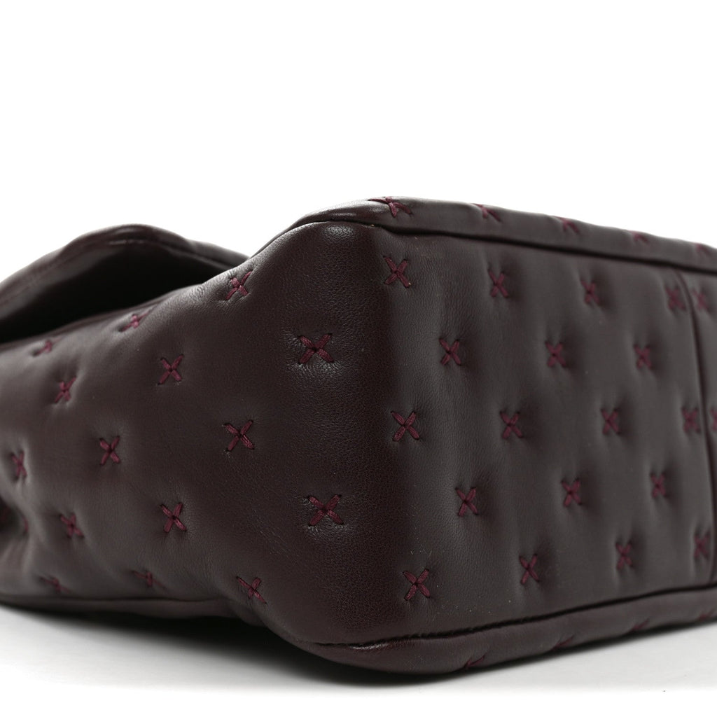 Lambskin Cross Stitch Small Coco Handle Flap Burgundy