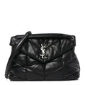 Lambskin Quilted Medium Loulou Puffer Monogram Chain Satchel Black