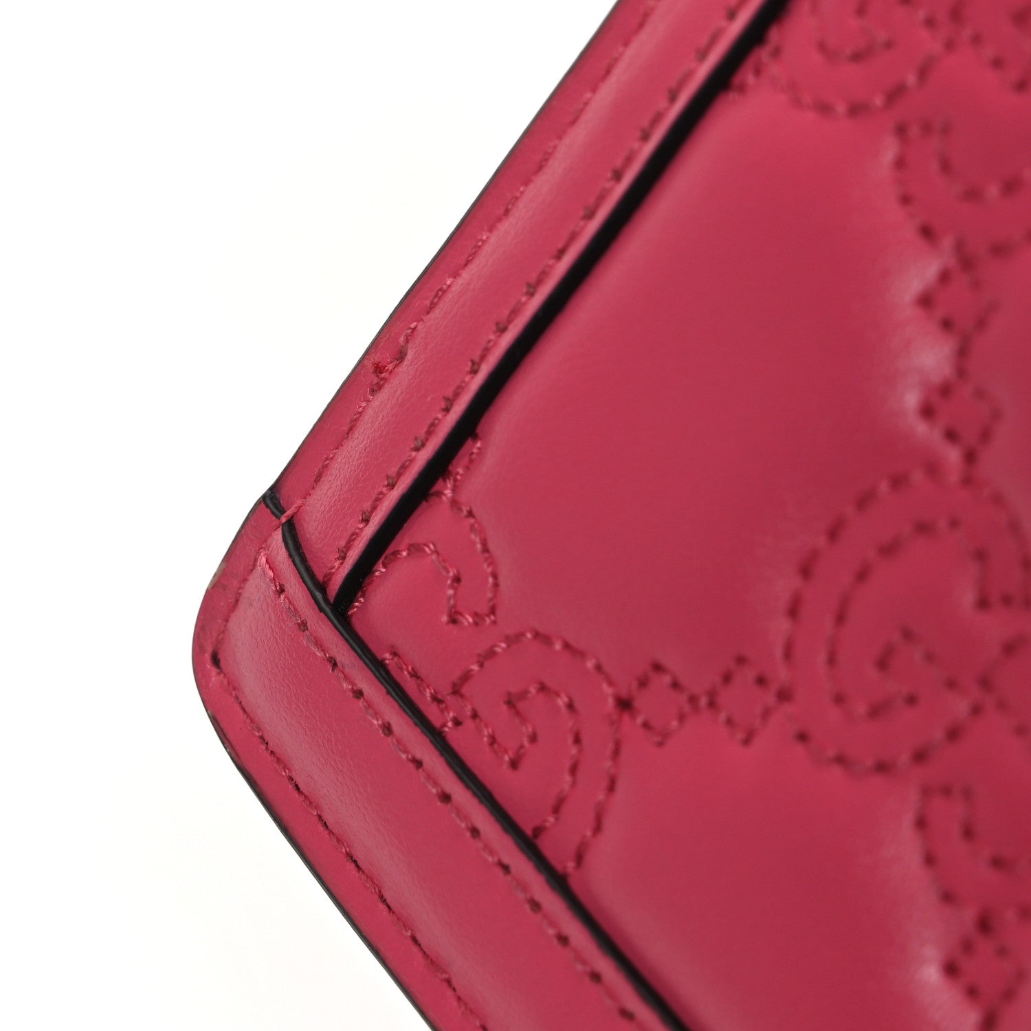 Calfskin GG Matelasse Chain Wallet Rhodamine Pink