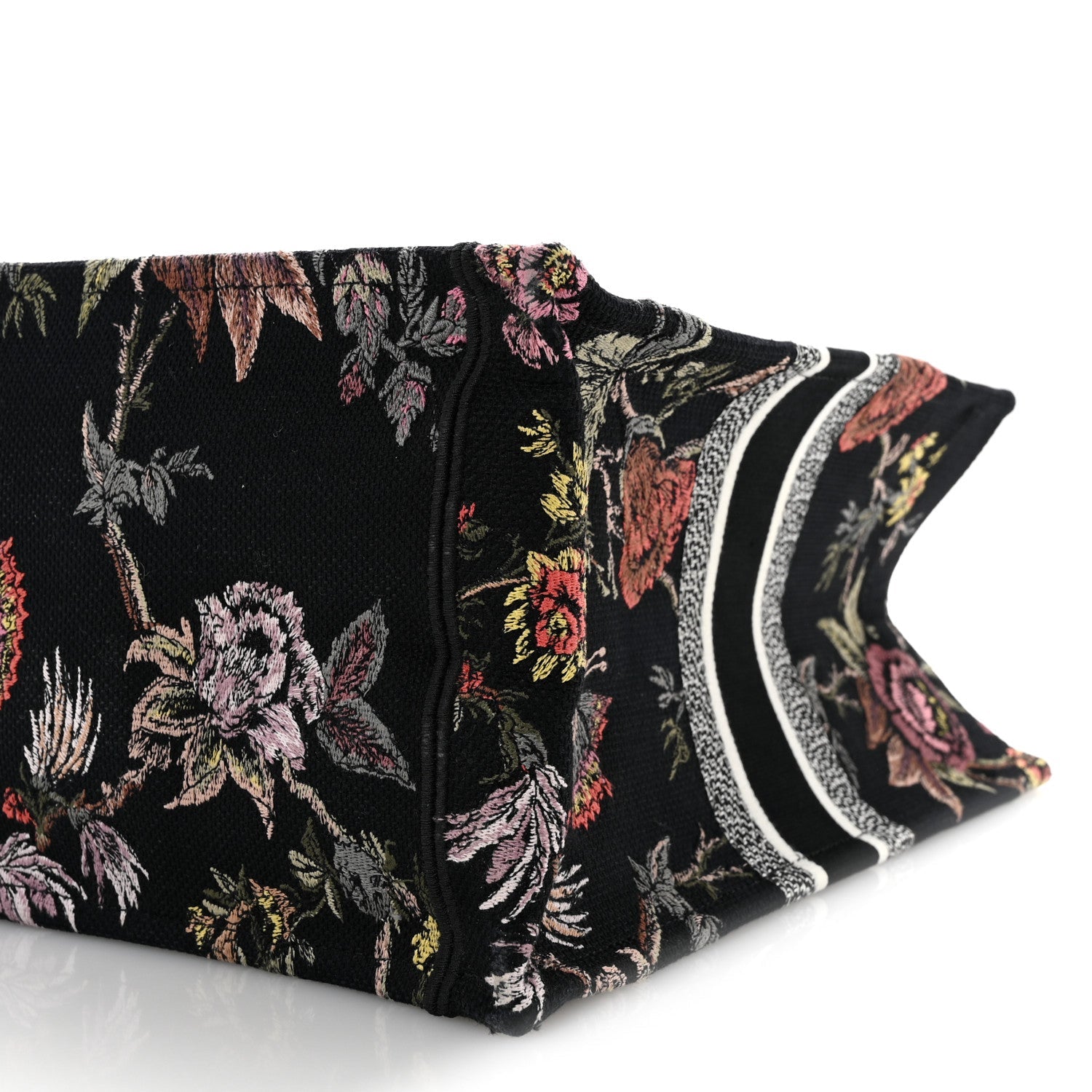 Canvas Jardin Botanique Embroidered Large Book Tote Black Multicolor