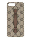 Gucci Unisex-Adult GG Supreme Selleria iPhone 8 Plus Case Beige Ebony New Maple