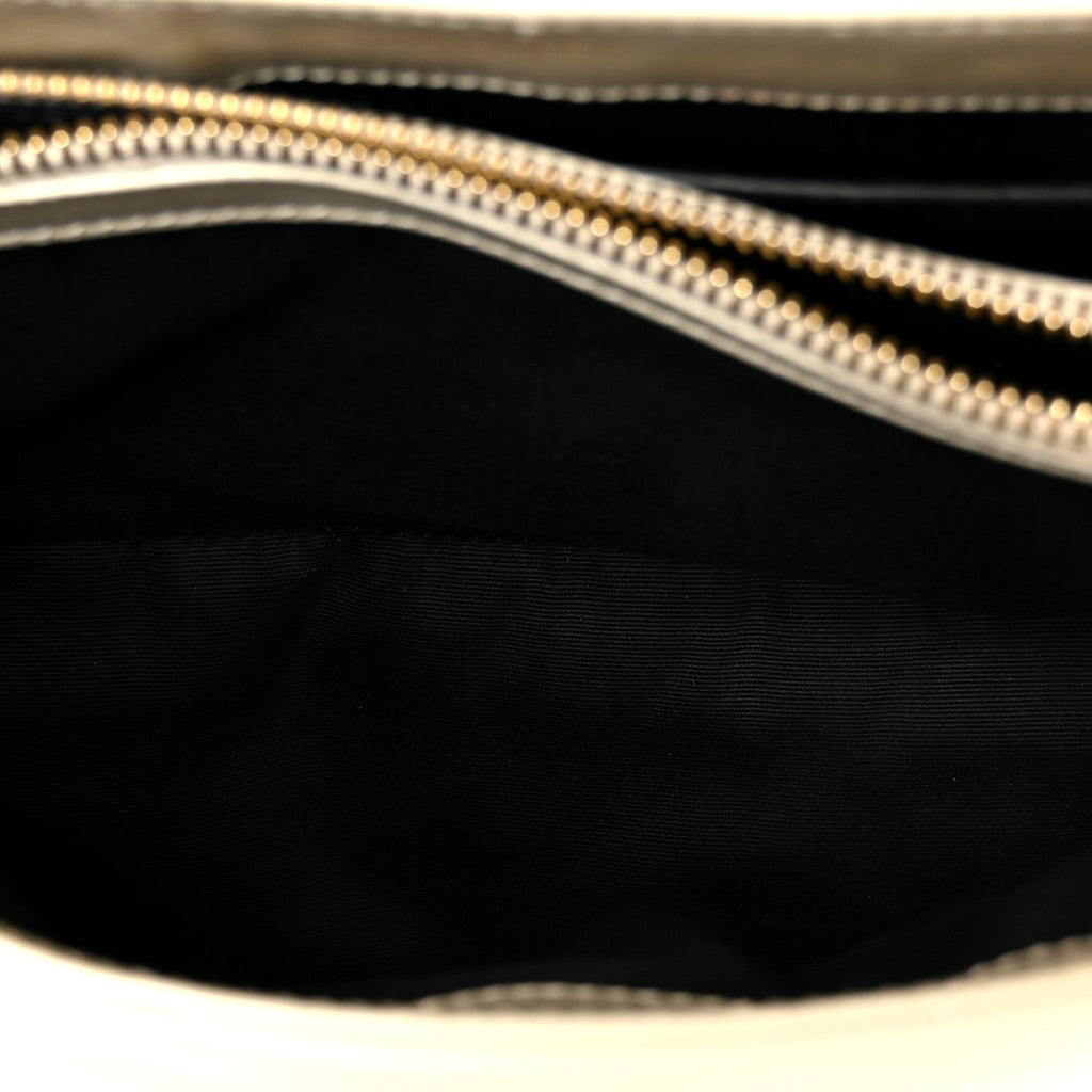Calfskin Y Quilted Monogram Small Loulou Chain Satchel Crema Soft
