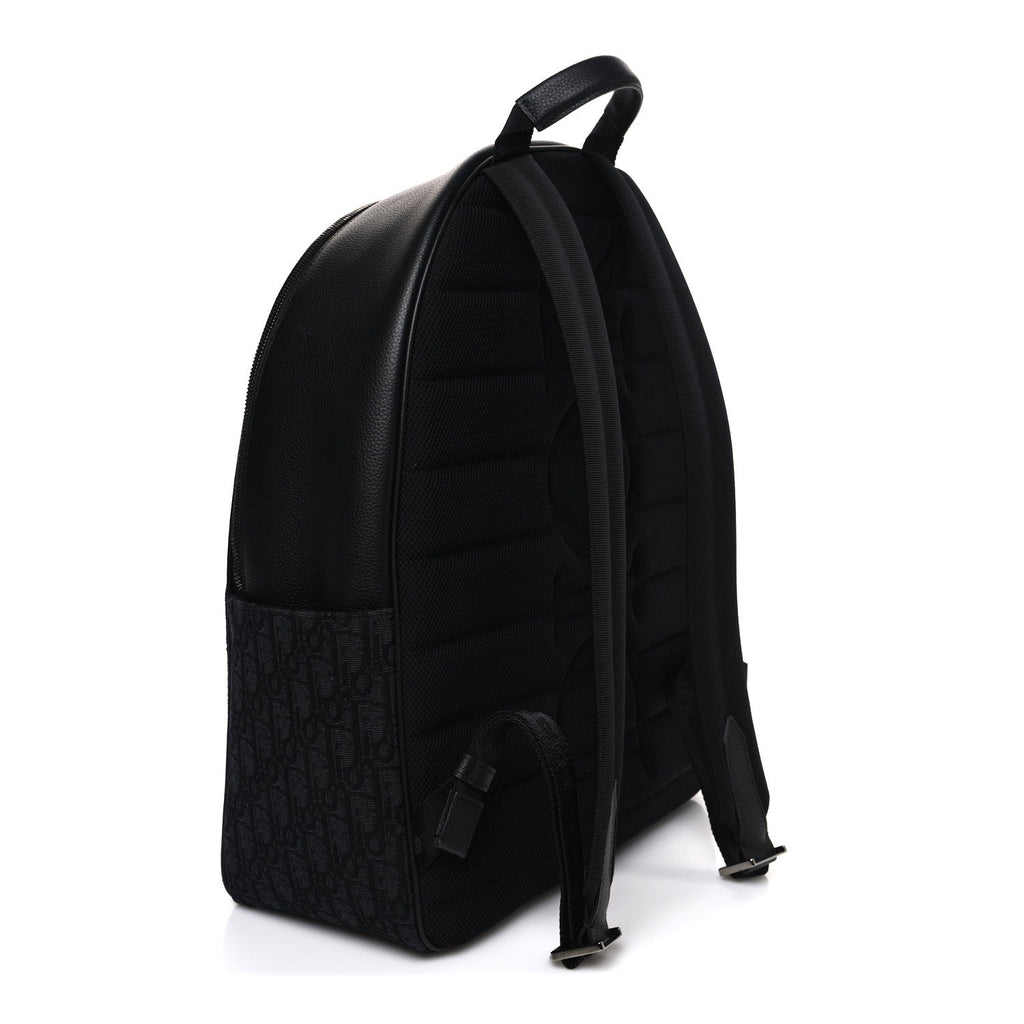 Oblique Jacquard Saddle Zip Backpack Black