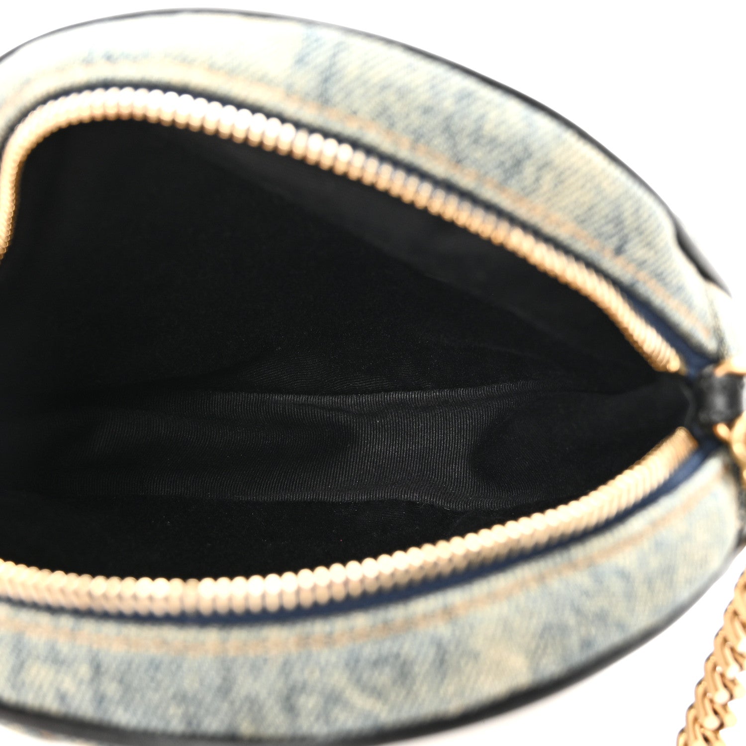 Denim Quilted Monogram Round Crossbody Bag Rodeo Blue