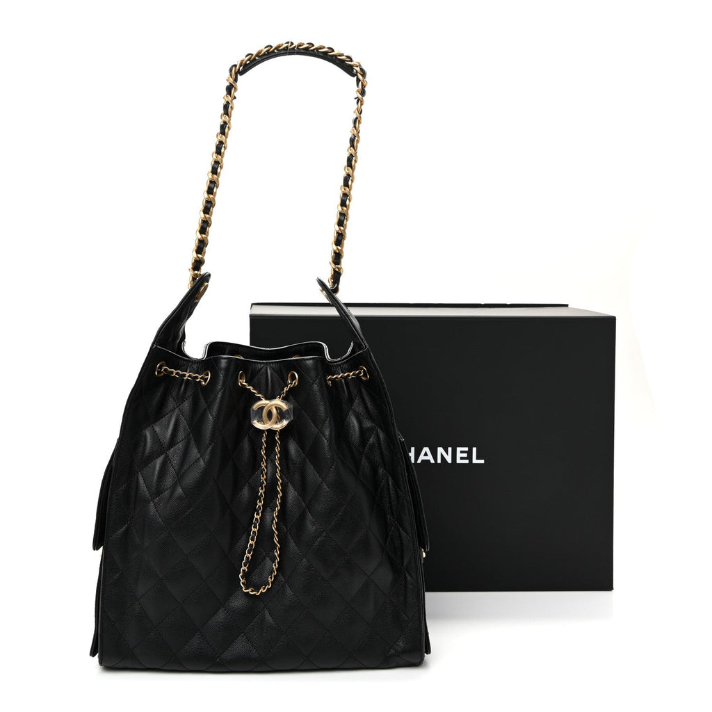 Caviar Quilted Medium Chanel 25 Handbag Black