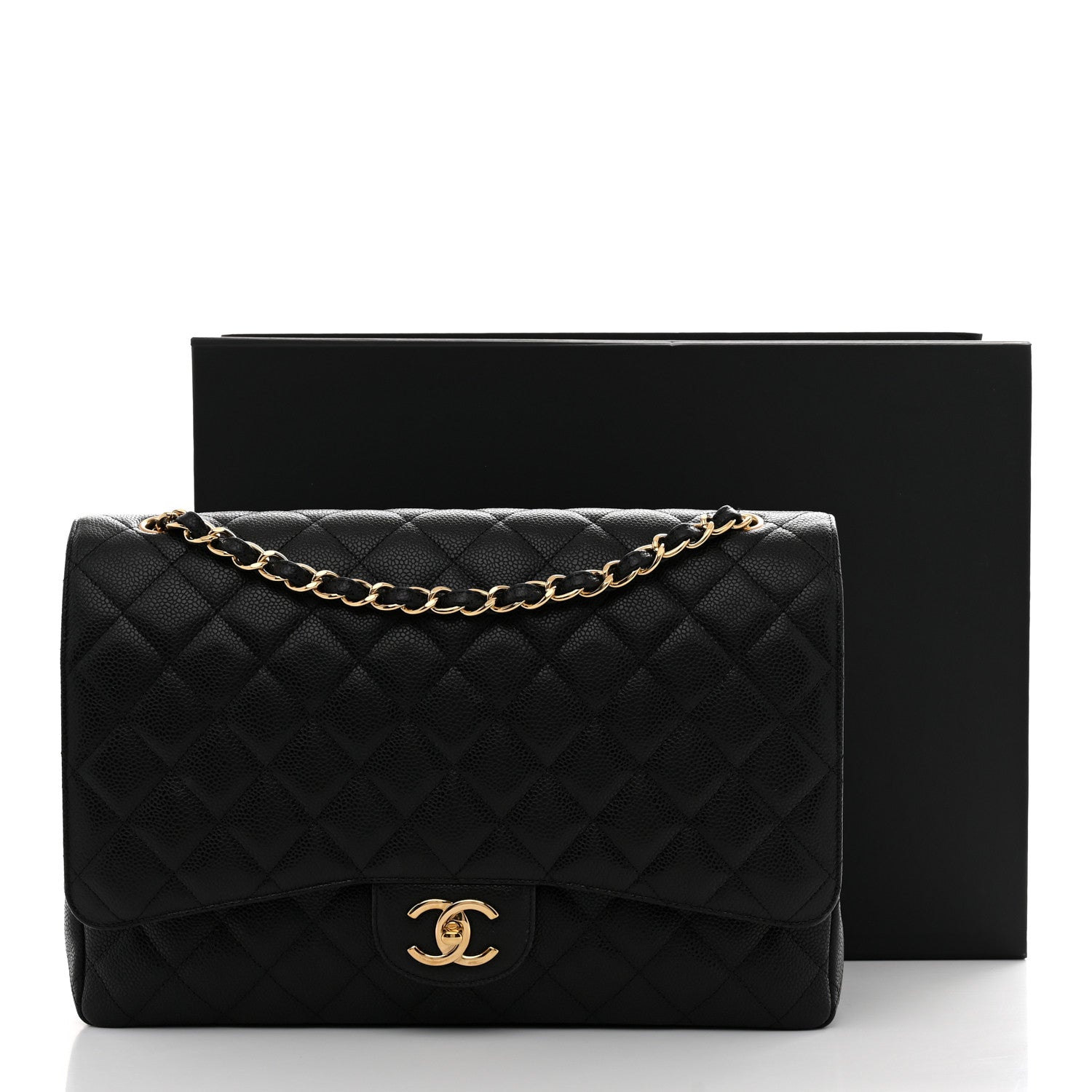 Caviar Quilted Maxi Double Flap Black