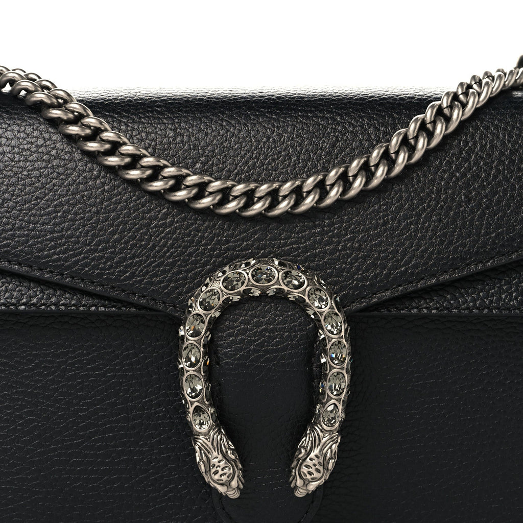Pebbled Calfskin Small Dionysus Shoulder Bag Black