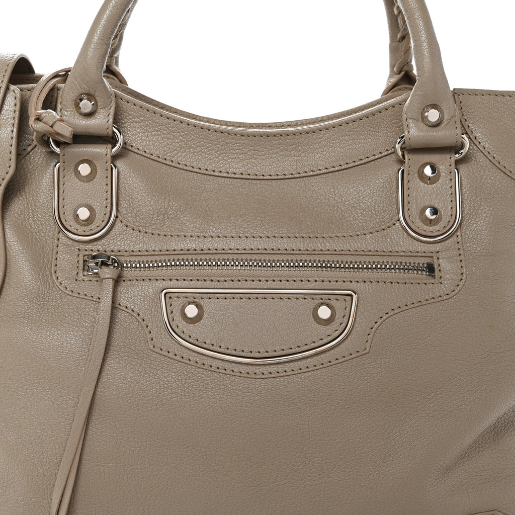 Chevre Silver Metallic Edge Hardware Velo Beige Dune Argille