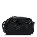 Calfskin Matelasse Monochrome Small GG Marmont Chain Shoulder Bag Black
