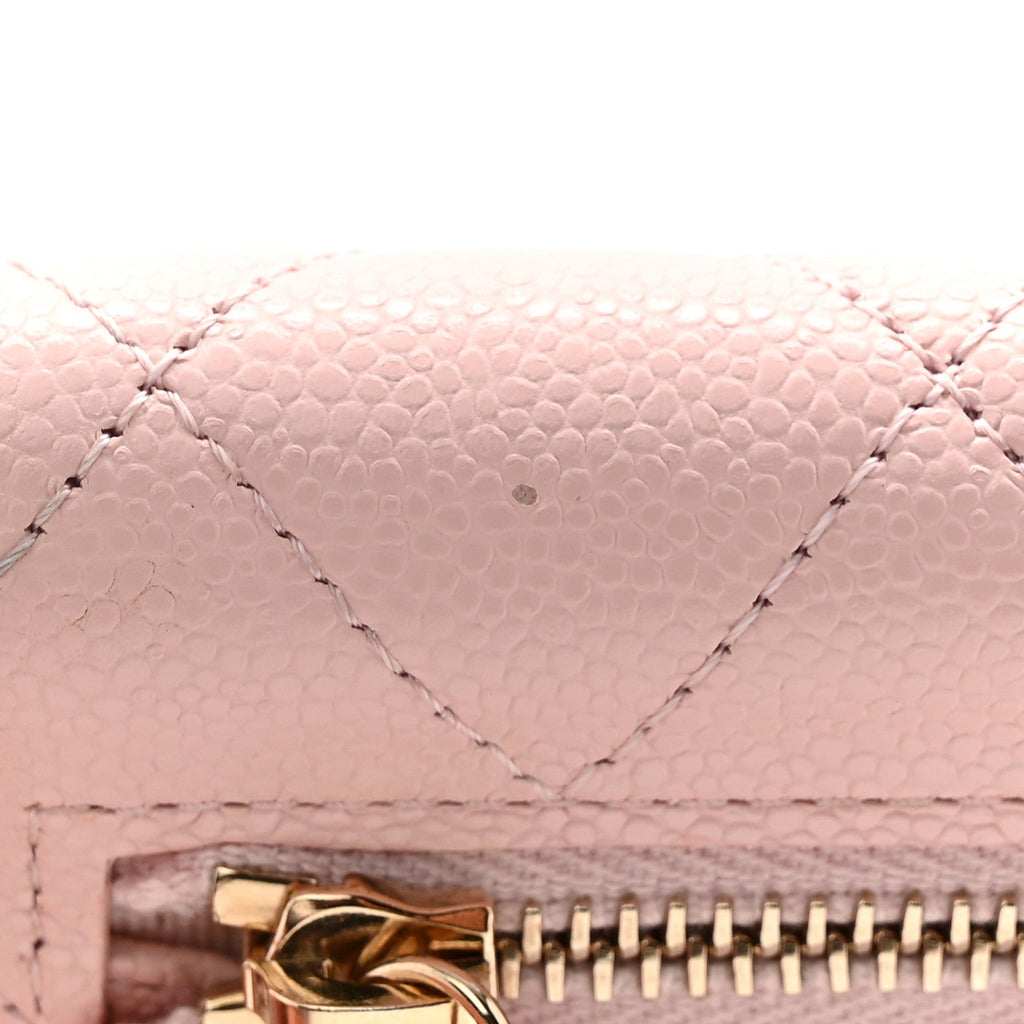 Caviar Quilted Compact Flap Wallet Light Pink