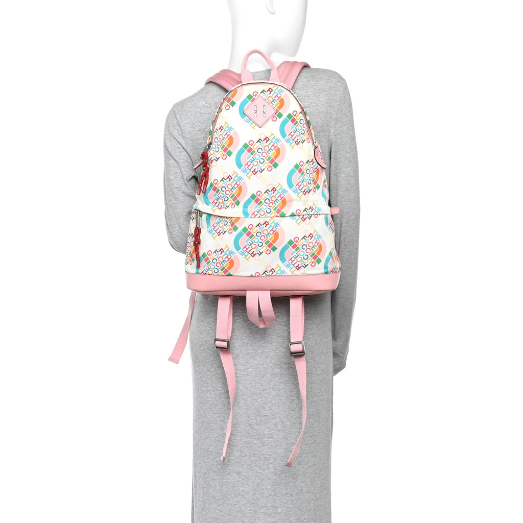 X THE NORTH FACE Econyl Nylon Medium Backpack Ivory Turquoise Wild Rose
