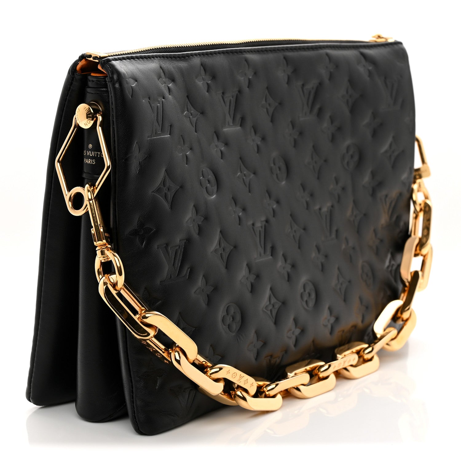 Lambskin Embossed Monogram Coussin MM Black
