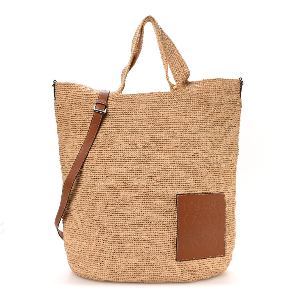 Raffia Paula's Ibiza Large Slit Tote Bag Natural Tan