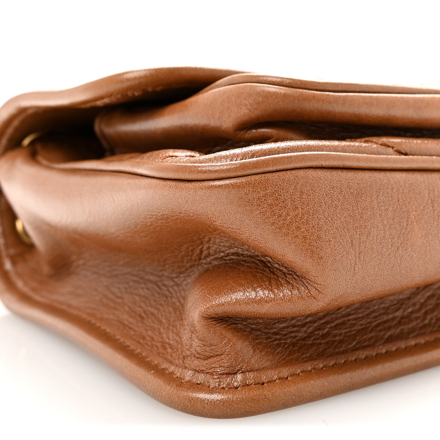 Crinkled Calfskin Matelasse Monogram Baby Niki Chain Satchel Light Caramel