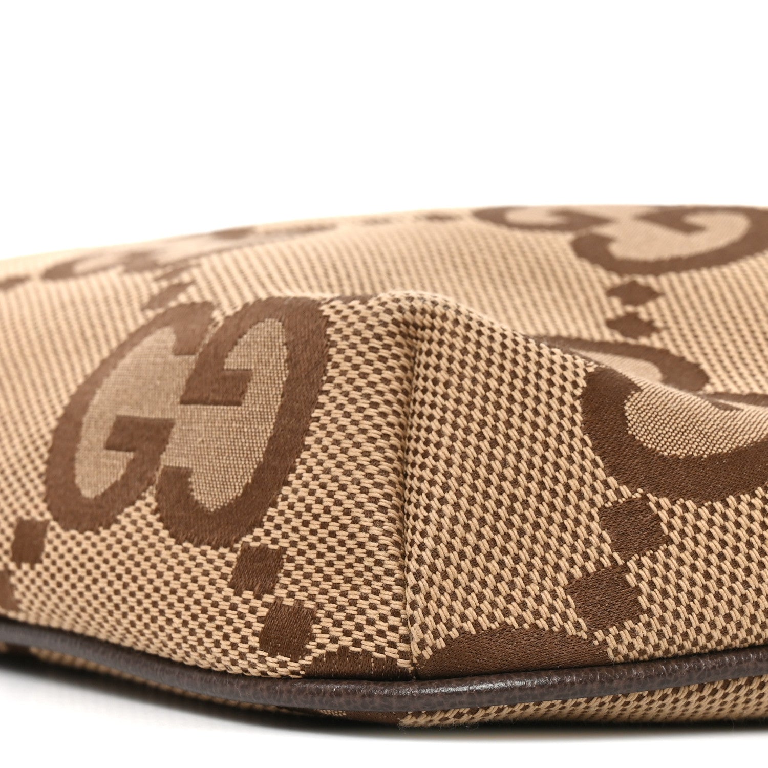 Monogram Jumbo GG Textured Dollar Calfskin Web Belt Bag Camel Ebony New Acero