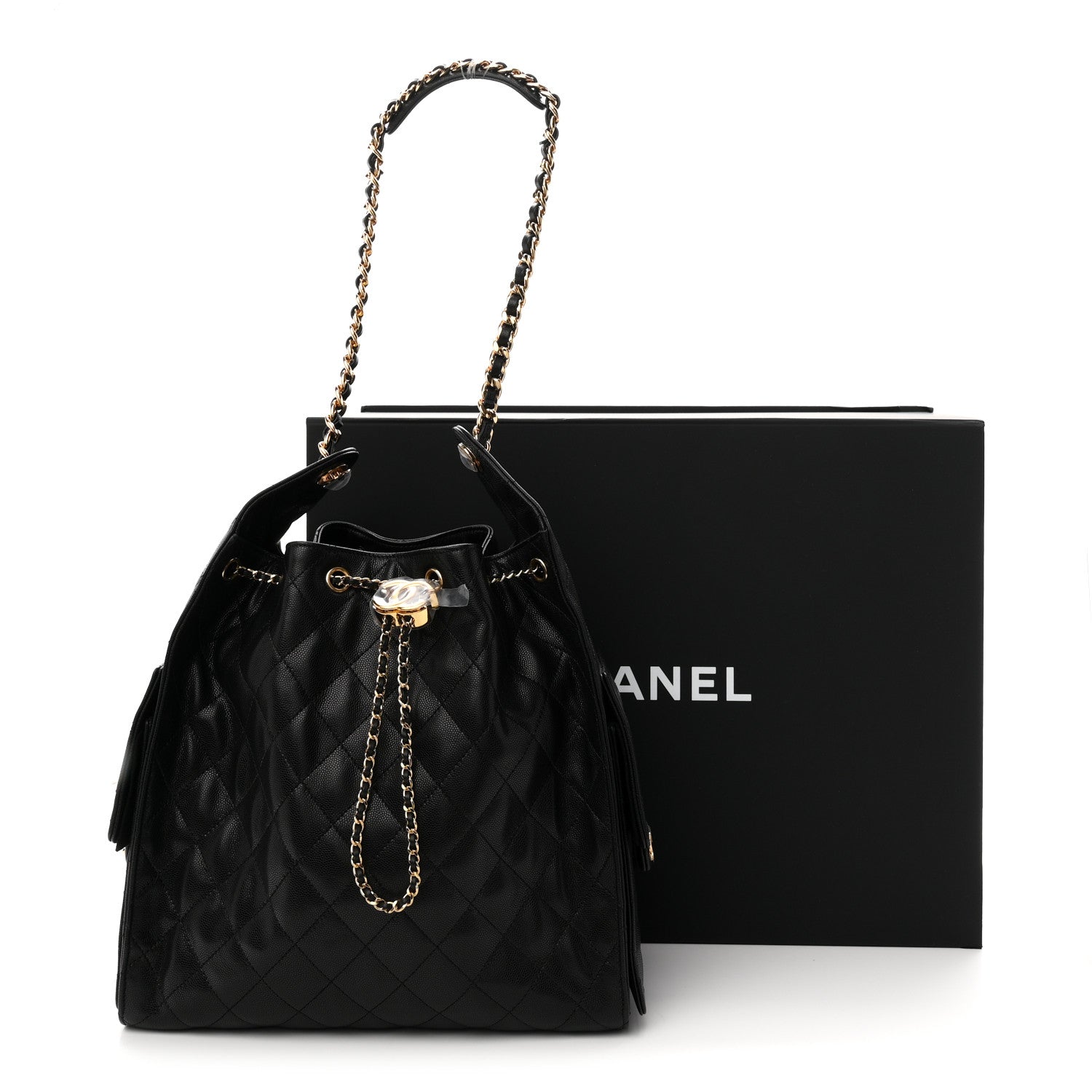 Caviar Quilted Medium Chanel 25 Handbag Black