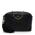 Lambskin Quilted CC Tassel Camera Case Black
