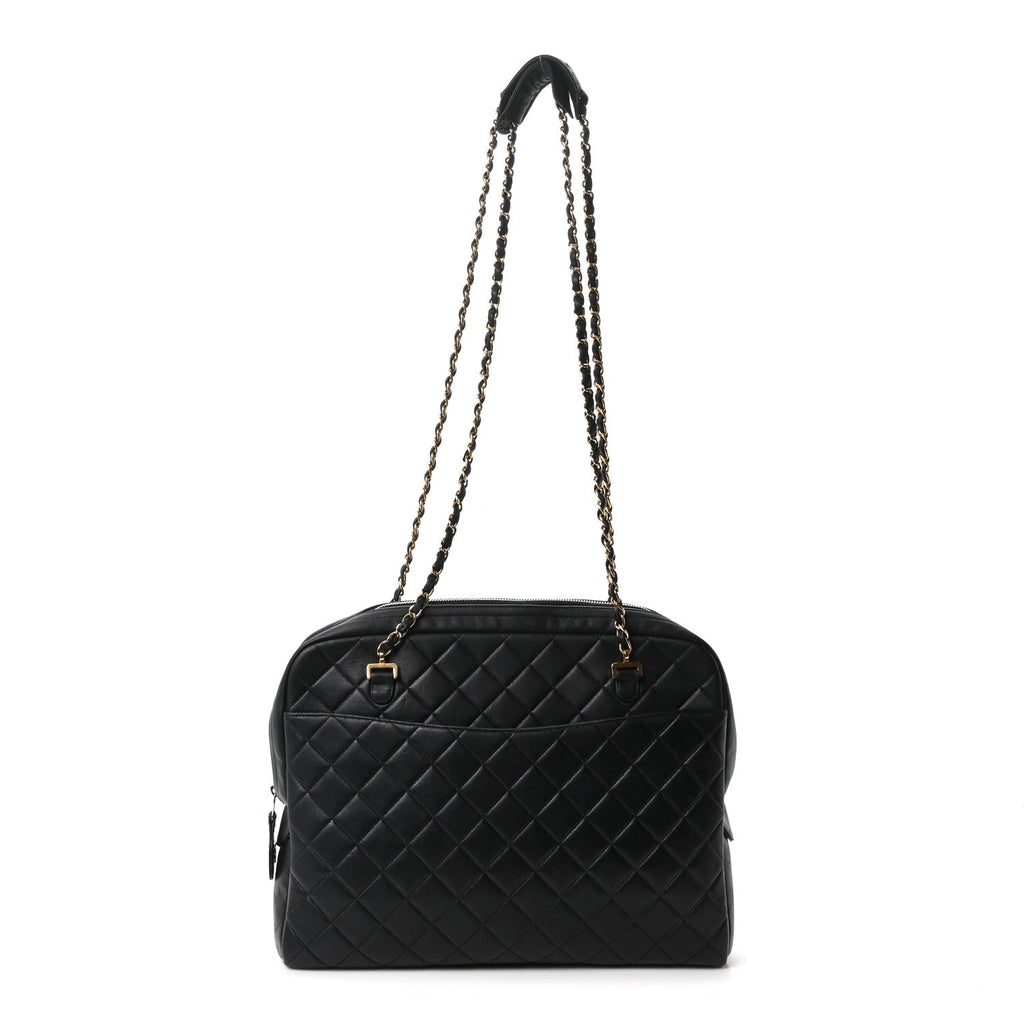 Lambskin Quilted Camera Case Black